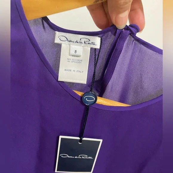 Oscar de la Renta Silk Hi Low Tunic Blouse - Picture 4 of 12